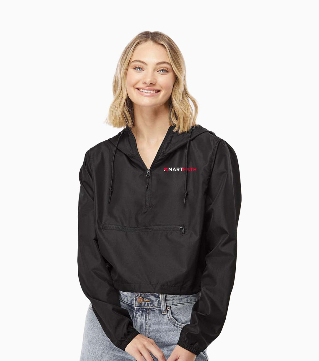 Ladies Lightweight Quarter-Zip Pullover Crop Windbreaker