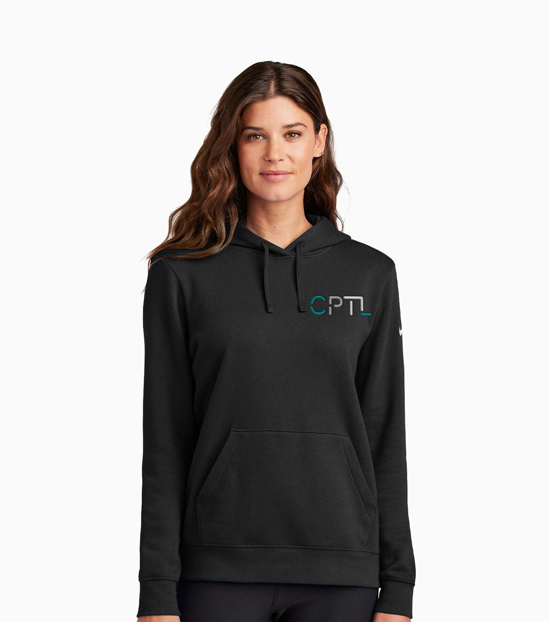 Ladies Club Fleece Sleeve Swoosh Pullover Hoodie